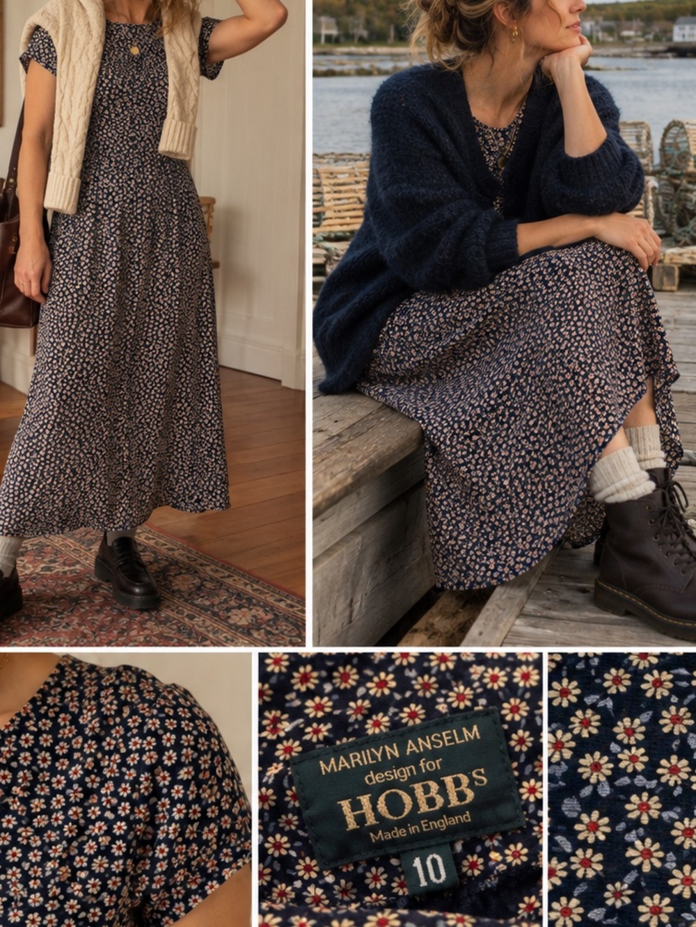Hobbs Navy Floral Midi Dress - Marilyn Anselm Design